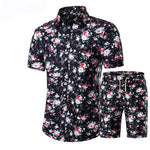 Summer Men 2 Piece Set Hawaiian Shirt Set Casual Male Beach Wear Floral Shirt and Shorts Man Print Shirt Suit  Plus Size 4XL 5XL