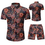 Summer Men 2 Piece Set Hawaiian Shirt Set Casual Male Beach Wear Floral Shirt and Shorts Man Print Shirt Suit  Plus Size 4XL 5XL