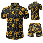 Summer Men 2 Piece Set Hawaiian Shirt Set Casual Male Beach Wear Floral Shirt and Shorts Man Print Shirt Suit  Plus Size 4XL 5XL